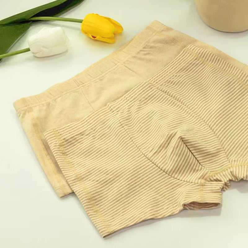 Hot Sale Custom Organic Cotton Boxer Briefs for Boys Large Size Breathable Quick Dry Eco-Friendly Kids Boxer Shorts