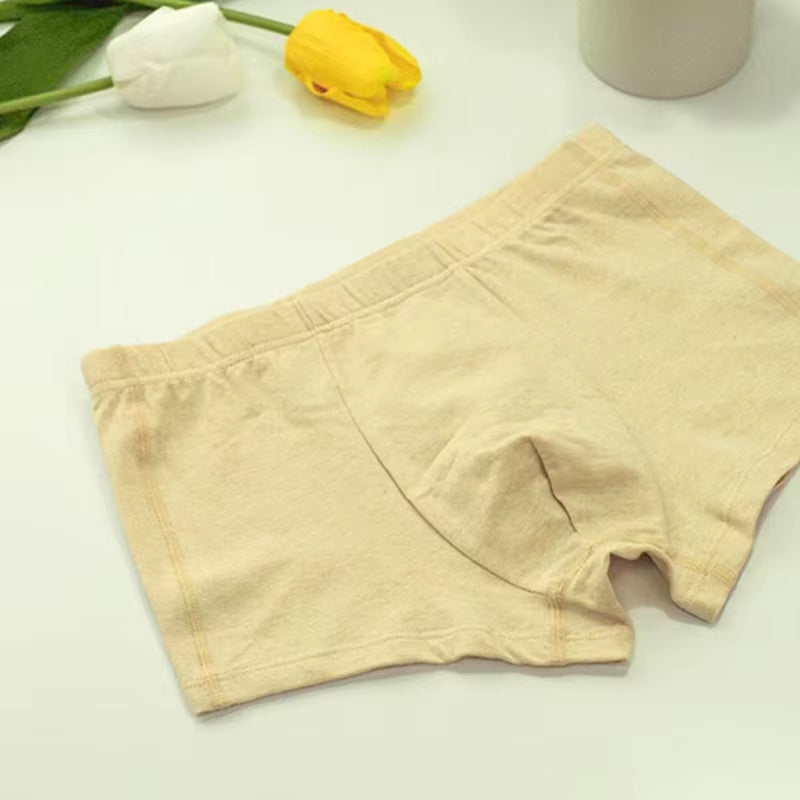 Hot Sale Custom Organic Cotton Boxer Briefs for Boys Large Size Breathable Quick Dry Eco-Friendly Kids Boxer Shorts