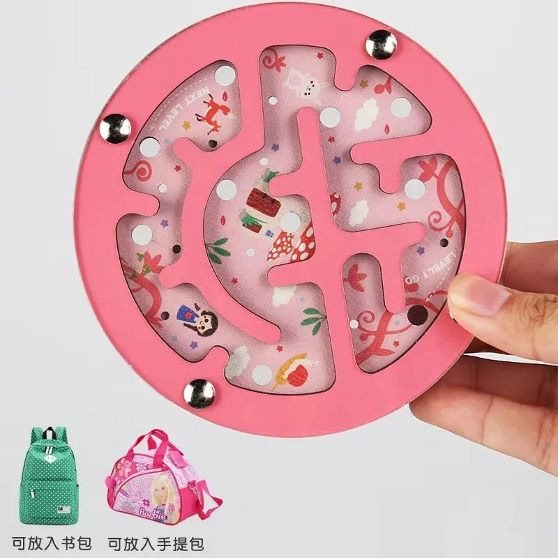 Mini Handheld Bead Balance Brettspiel Pädagogische Balance Labyrinth Spielzeug Classic Zwei Seiten Perlen Holzball Labyrinth Für Kinder