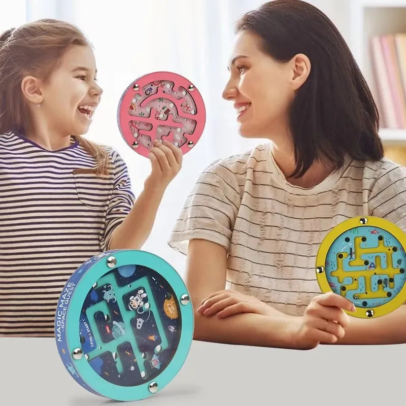 Mini Handheld Bead Balance Brettspiel Pädagogische Balance Labyrinth Spielzeug Classic Zwei Seiten Perlen Holzball Labyrinth Für Kinder