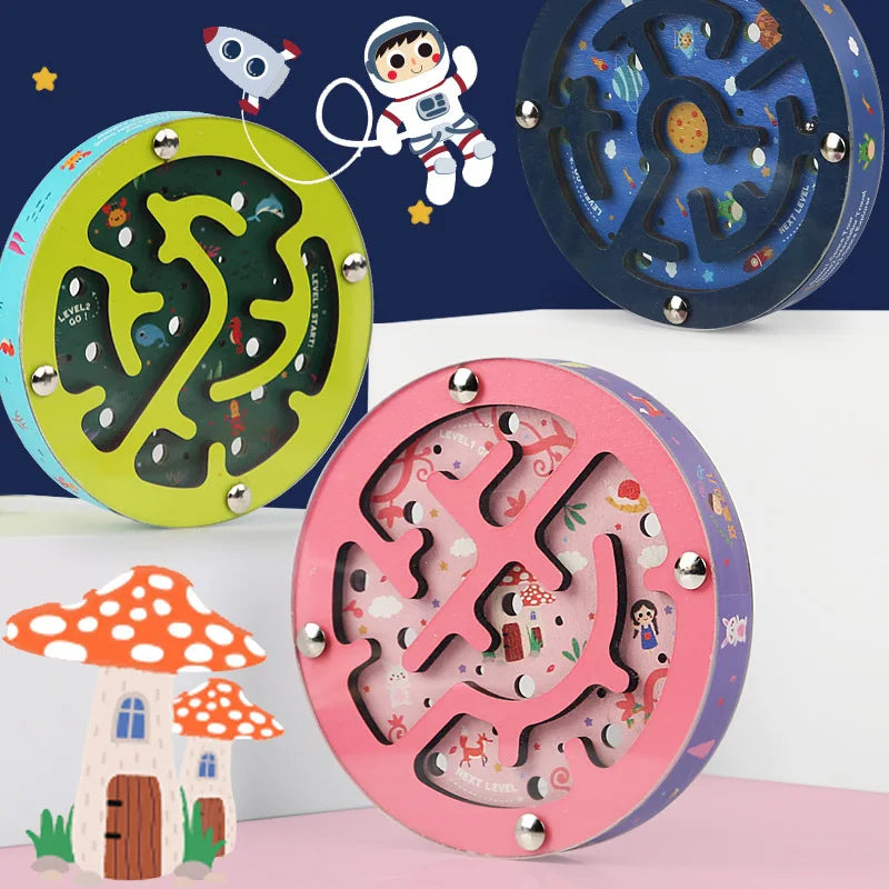 Mini Handheld Bead Balance Brettspiel Pädagogische Balance Labyrinth Spielzeug Classic Zwei Seiten Perlen Holzball Labyrinth Für Kinder