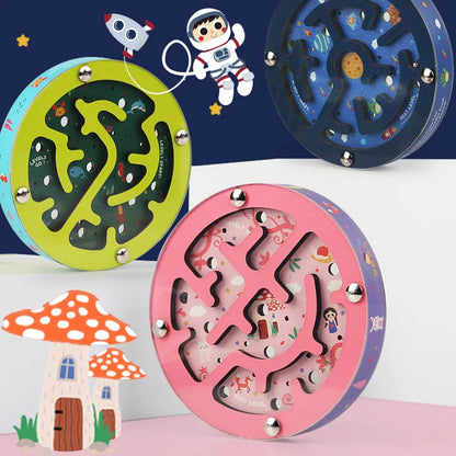 Mini Handheld Bead Balance Brettspiel Pädagogische Balance Labyrinth Spielzeug Classic Zwei Seiten Perlen Holzball Labyrinth Für Kinder