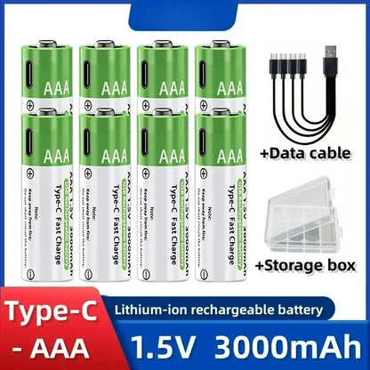 2026 NEW Lithium-Ion Battery Type-C Rechargeable High-Capacity AA&AAA Battery 