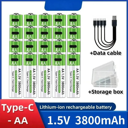 2026 NEW Lithium-Ion Battery Type-C Rechargeable High-Capacity AA&AAA Battery 