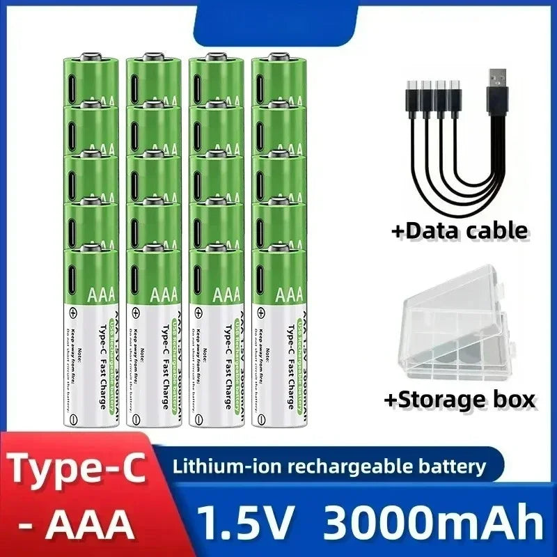 2026 NEW Lithium-Ion Battery Type-C Rechargeable High-Capacity AA&AAA Battery 
