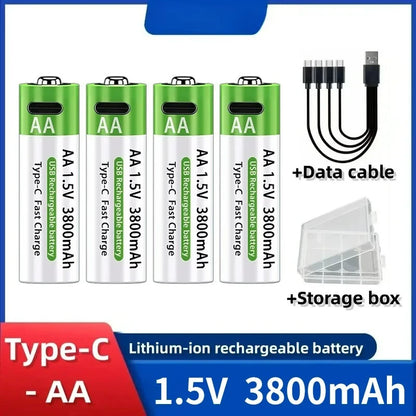 2026 NEW Lithium-Ion Battery Type-C Rechargeable High-Capacity AA&AAA Battery 