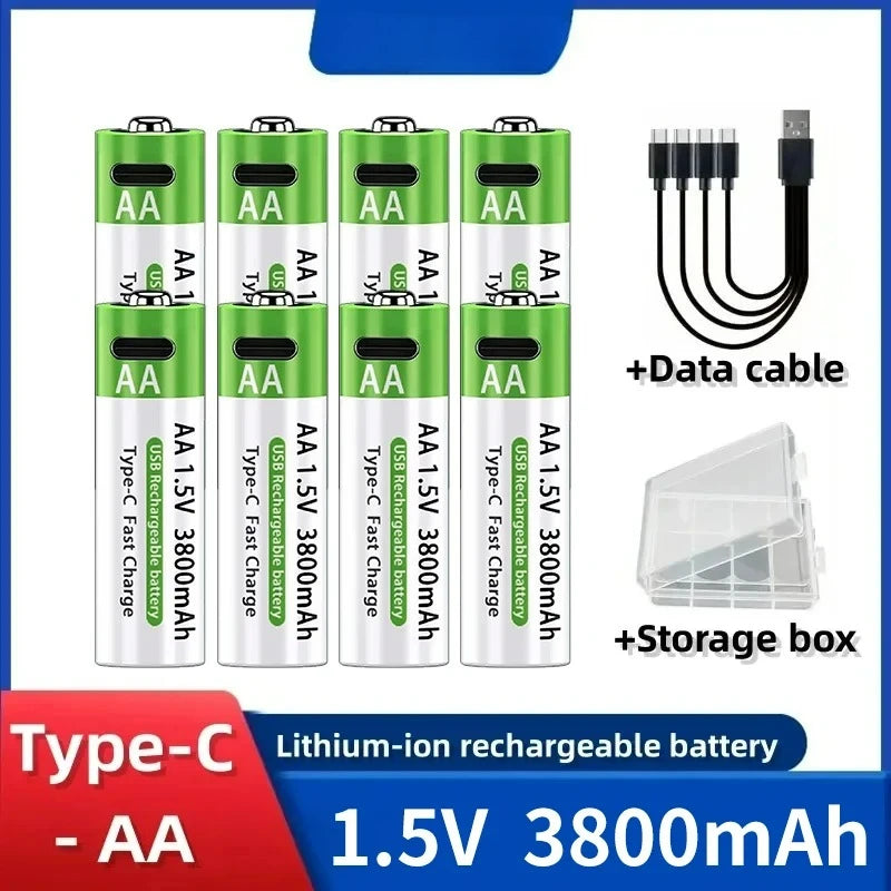 2026 NEW Lithium-Ion Battery Type-C Rechargeable High-Capacity AA&AAA Battery 