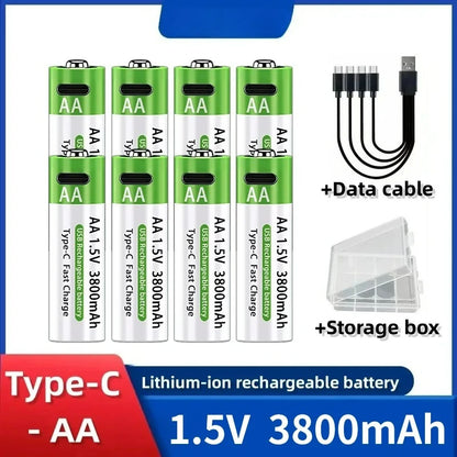 2026 NEW Lithium-Ion Battery Type-C Rechargeable High-Capacity AA&AAA Battery 