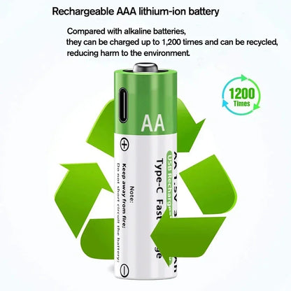 2026 NEW Lithium-Ion Battery Type-C Rechargeable High-Capacity AA&AAA Battery 