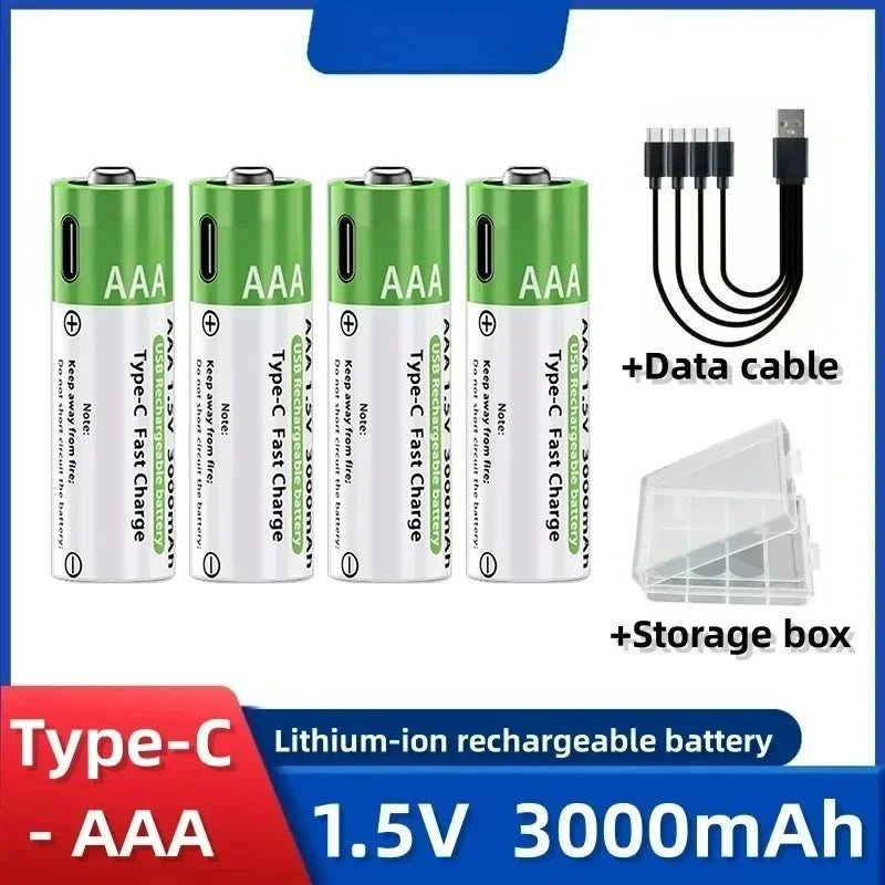 2026 NEW Lithium-Ion Battery Type-C Rechargeable High-Capacity AA&AAA Battery 