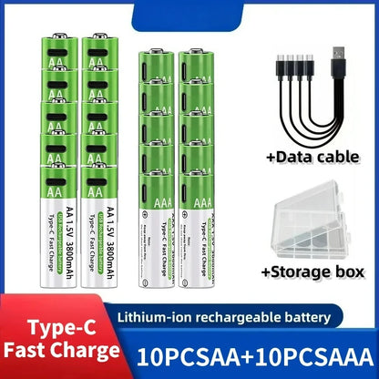 2026 NEW Lithium-Ion Battery Type-C Rechargeable High-Capacity AA&AAA Battery 