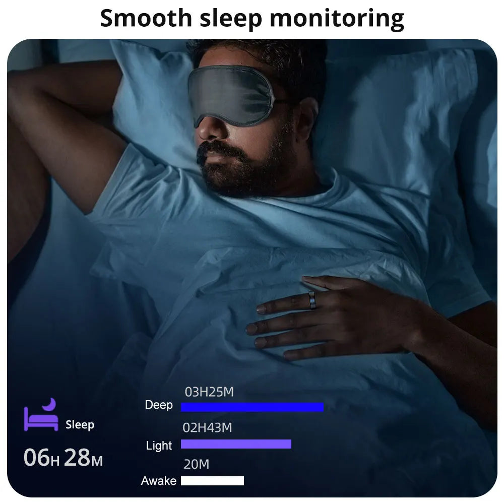 Smart Ring Men Women, Heart Rate and Blood Oxygen Monitor, IP68 & 5ATM Waterproof, Multi-Sport Mode