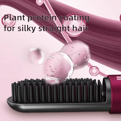 Portable Wireless Hair Straightener Brush Negative Ion Mini Hot Comb with Led Screen